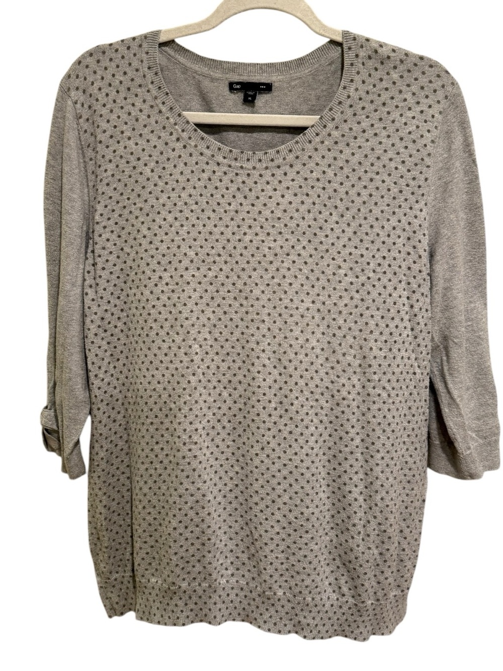 GAP Grey Crew Neck Sweater with Dotted Detail - Size XL